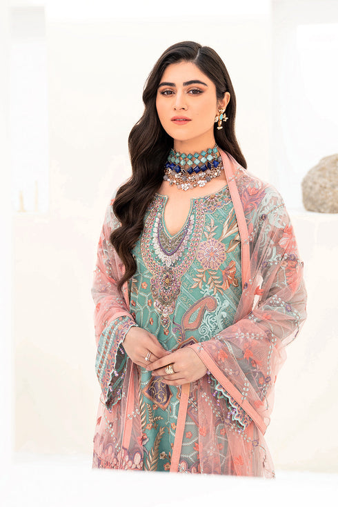 Ramsha Embroided Organza 3 Piece suit M-807