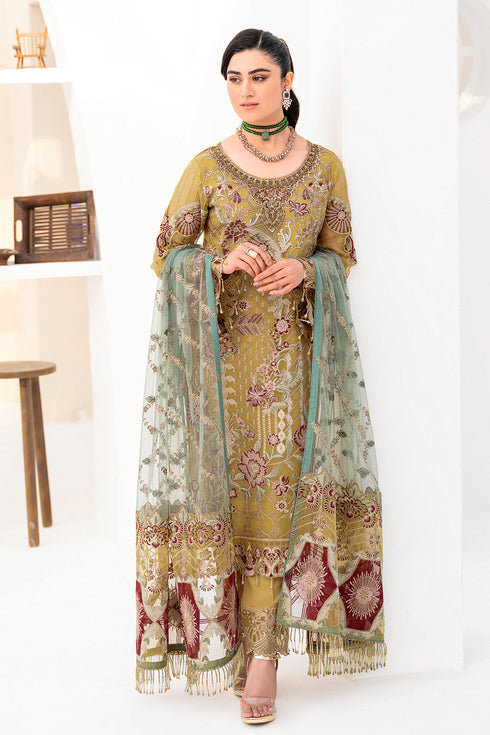 Ramsha Embroided Organza 3 Piece suit M-805