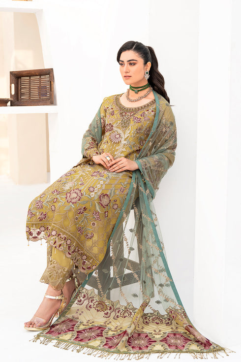 Ramsha Embroided Organza 3 Piece suit M-805