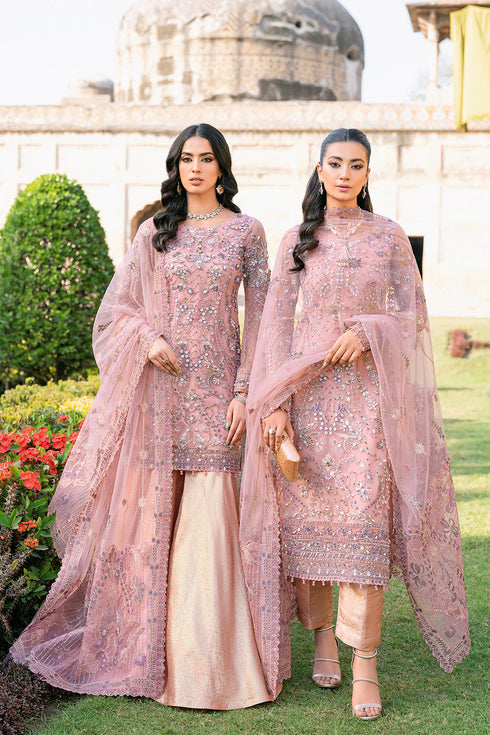 Ramsha Embroidered Net 3 Piece suit H-207