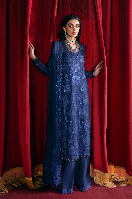 Afrozeh Embroidered Chiffon 3 piece suit SAPPHIRE ELEGANCE
