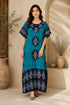Divine Threads Women’s 100% Cotton Batik Print Kaftan – V-Neck Maxi Dress with Drawstring Waist