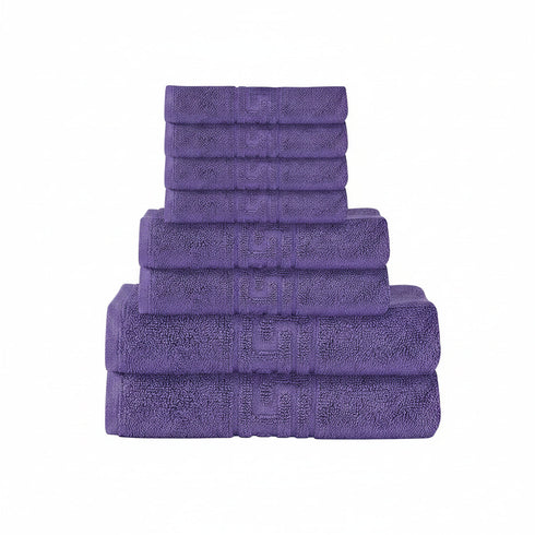 Soft and Premium Egyptian Cotton Towels - 600 GSM Purple, Set of 8
