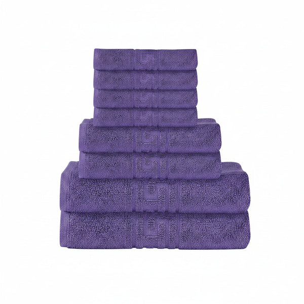 Soft and Premium Egyptian Cotton Towels - 600 GSM Purple, Set of 8