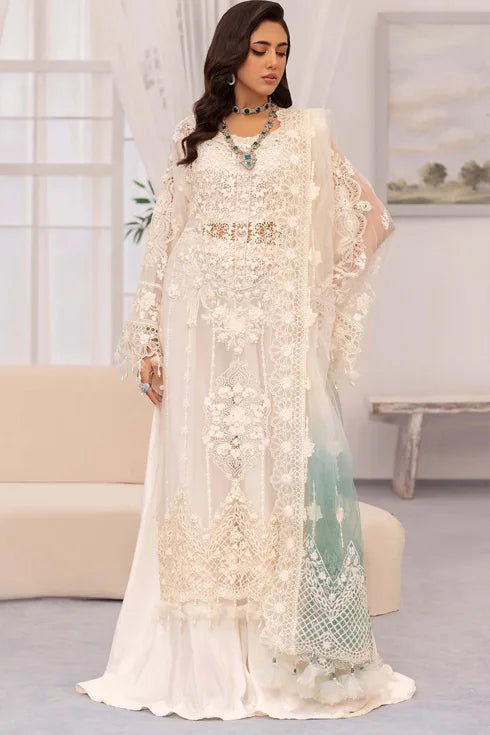 Adan Libas Chiffon 3 Piece Suit White Onyx