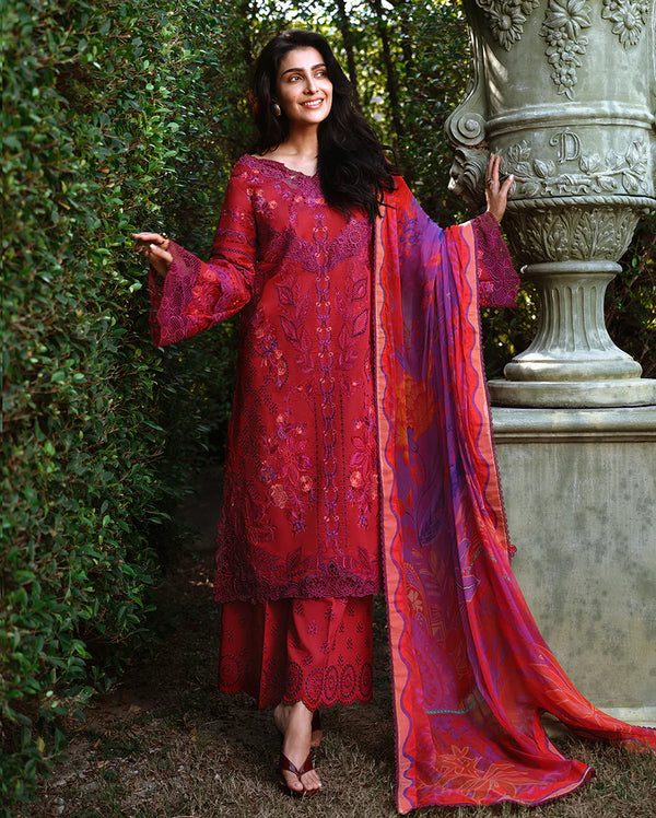 Mushq Chikan Embroidered Lawn Suit Falling Petals
