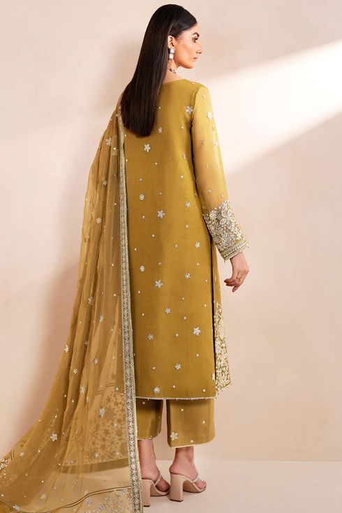 Farasha Chiffon 3 Piece Suit Amber