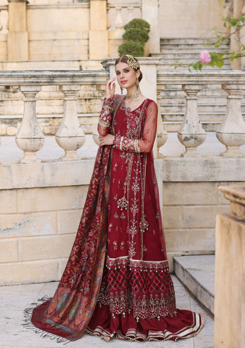 Noor By Sadia Asad Embroidered Net 3 Piece Suit D7
