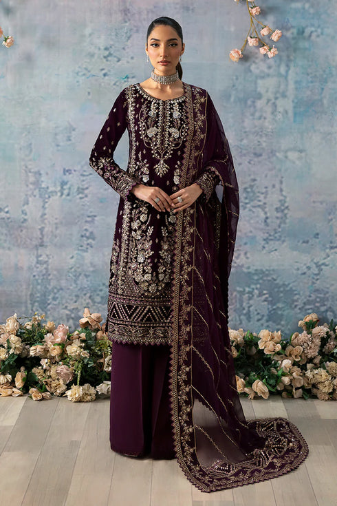 Gulaal Velvet 3 Piece Suit Sangria