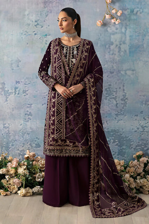 Gulaal Velvet 3 Piece Suit Sangria