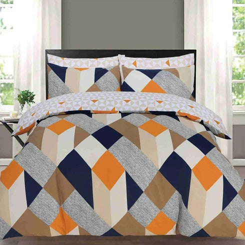 Pure Cotton Printed Duvet Cover Set - Premium Quality - Geometric 3D