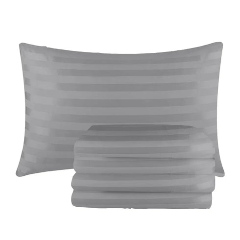 Pillow Cases Pack of 4 | Satin Striped | Brushed Microfibre | 50x75 cm