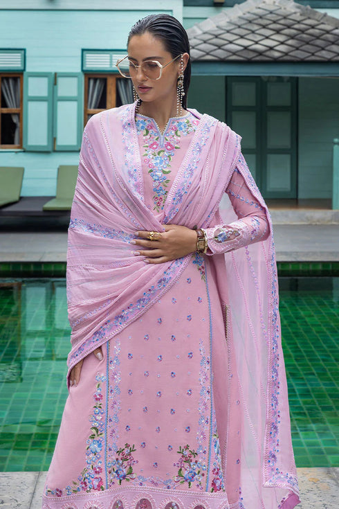 Mushq Embroidered Raw Silk Suit Leore