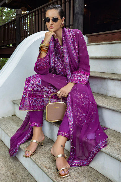 Mushq Embroidered Raw Silk Suit Avenelle