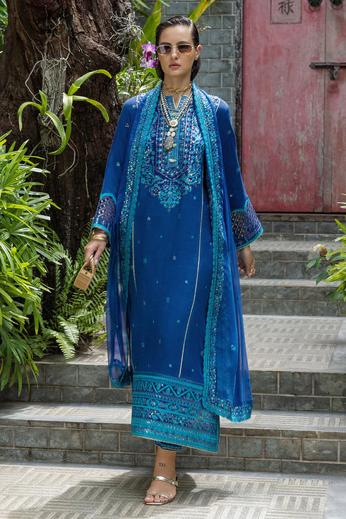 Mushq Embroidered Raw Silk Suit Marisette