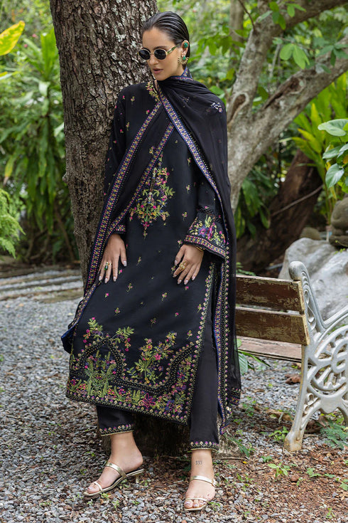 Mushq Embroidered Raw Silk Suit Onyxa
