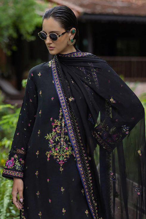 Mushq Embroidered Raw Silk Suit Onyxa