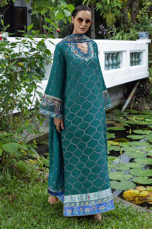 Mushq Embroidered Raw Silk Suit Valene