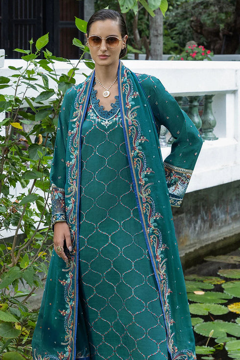 Mushq Embroidered Raw Silk Suit Valene