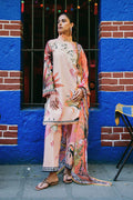 Mushq  Printed lawn Suit Peach Poppies
