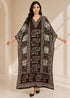 Women’s Pink Elephant Brown Kaftan Dress – Long Free-Size Batwing Maxi Cover-Up with Adjustable Strap