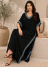Women’s Embroidered V-Neck Kaftan Dress – Long Boho Beach Cover-Up with Batwing Sleeves