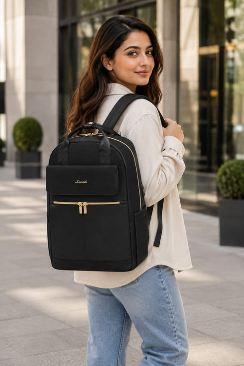 LOVEVOOK Women’s Black 15.6-Inch Laptop Backpack – USB Port and Anti-Theft Pocket