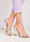 Women's Hologram/Multi/Rainbow Clear Strap Block Perspex High Heel Sandals-BS-71