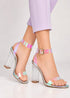 Women's Hologram/Multi/Rainbow Clear Strap Block Perspex High Heel Sandals-BS-71