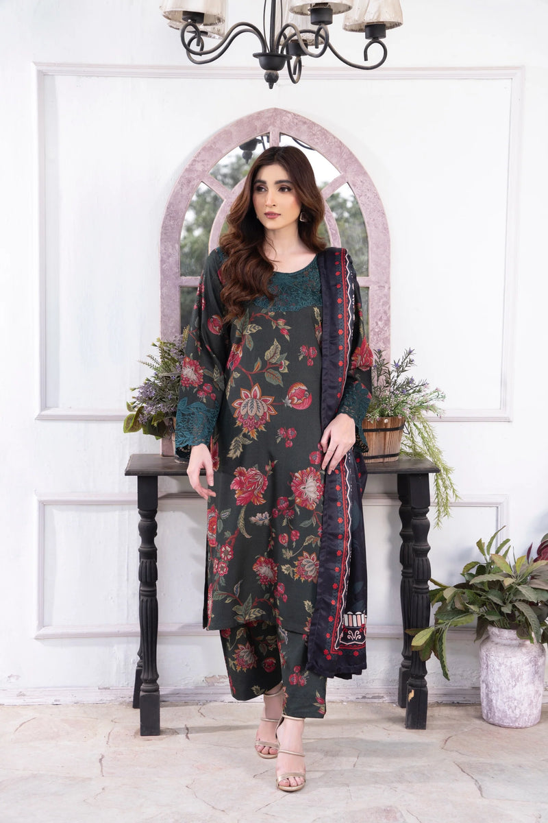 Raniya Embroidered Dhanak 3 Piece Suit RH-01 – Babus Clothing