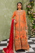 Maryam N Maria Embroidered Chiffon 3 piece suit Orange Ochra FFD-0111