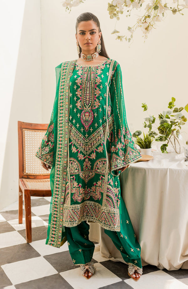 Maryam N Maria Embroidered Chiffon 3 piece suit Jelly Bean FFD-0113