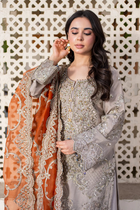 Imrozia Embroidered Organza Suit I-227