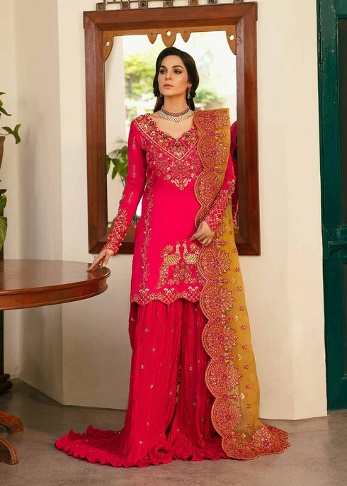 Akbar Aslam Embroidered Raw Silk 3 Piece suit AMRIX