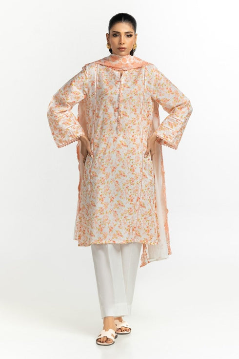 Gul Ahmed Ready to Wear 3PC Lawn Printed Suit With Embroidered IUSTKSD-543