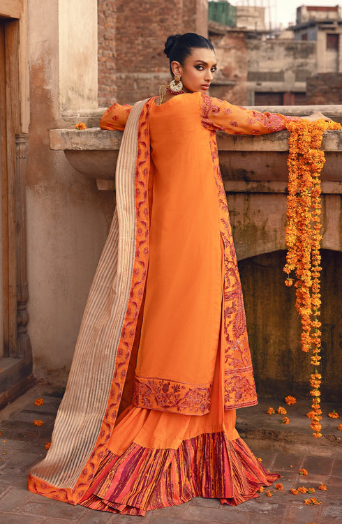 Maryam N Maria Embroidered Organza 3 piece suit Liatris Flame MS23-541