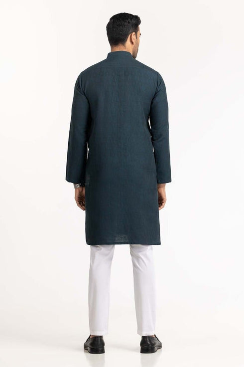 Gul Ahmed Ready to Wear Men's Deep Teal Basic Kurta KR-STY24-005
