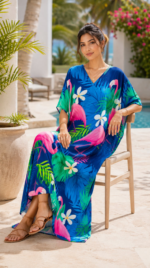 Women’s Plus Size Kaftan Maxi Dress – Bohemian Beach and Swimsuit Cover-Up for Summer Holidays