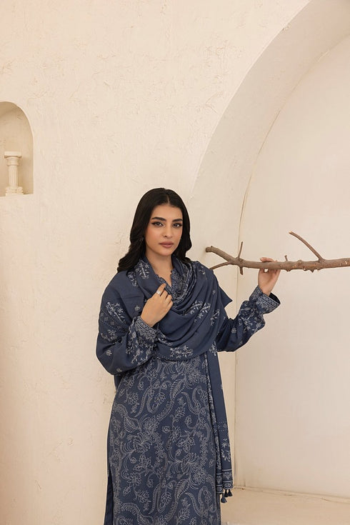Lakhany 03 Piece Unstitched Pashmina Printed Suit - LG-AR-0071-B