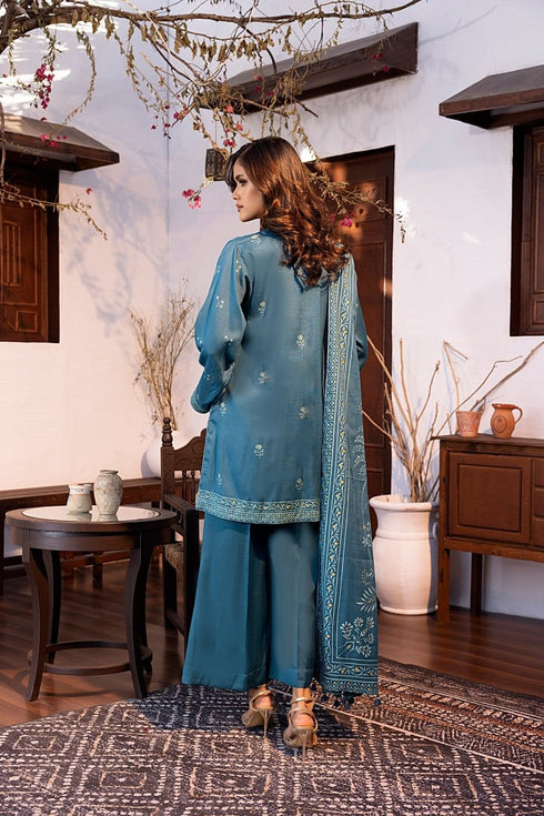 Lakhany 03 Piece Unstitched Pearl Printed Marina Suit - LG-AR-0096-B