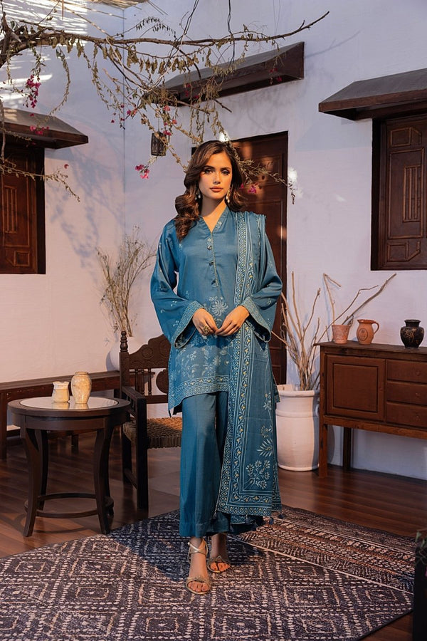 Lakhany 03 Piece Unstitched Pearl Printed Marina Suit - LG-AR-0096-B