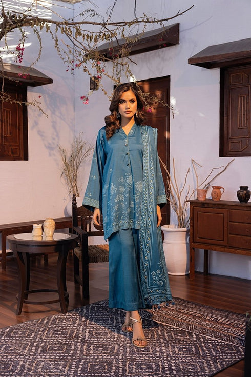 Lakhany 03 Piece Unstitched Pearl Printed Marina Suit - LG-AR-0096-B