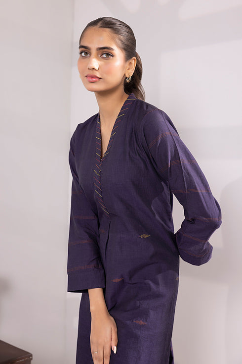 Lakhany 01 Piece Ready to Wear Yarn Dyed Cotton Embroidered Shirt - LG-IZ-0144