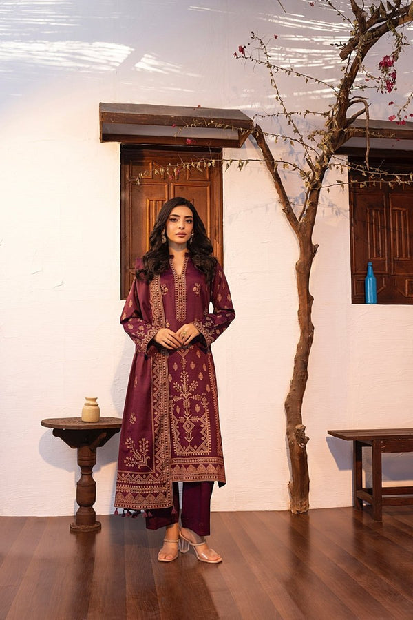 Lakhany 03 Piece Unstitched Pearl Printed Marina Suit - LG-MM-0815-B