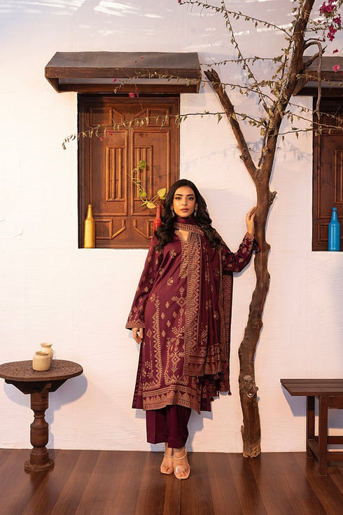 Lakhany 03 Piece Unstitched Pearl Printed Marina Suit - LG-MM-0815-B