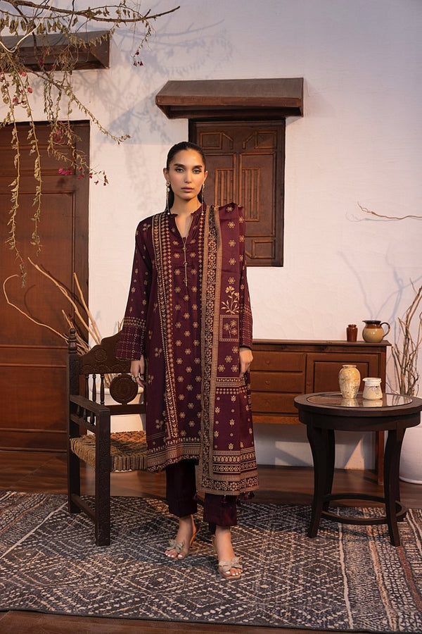 Lakhany 03 Piece Unstitched Pearl Printed Marina Suit - LG-RL-0142-B