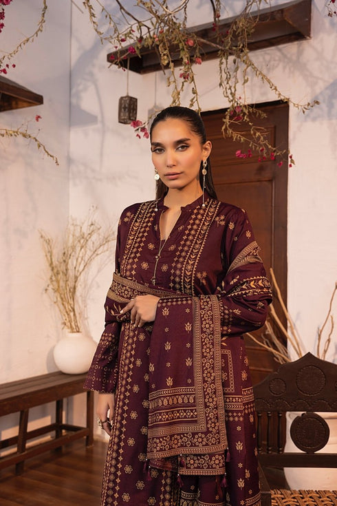 Lakhany 03 Piece Unstitched Pearl Printed Marina Suit - LG-RL-0142-B