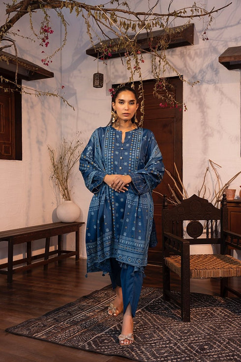 Lakhany 03 Piece Unstitched Pearl Printed Marina Suit - LG-RL-0142-C