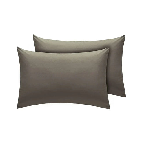 Easy-Care Non-Iron Percale Pillow Cases in Grey | Divine Textiles (Pair of 2)