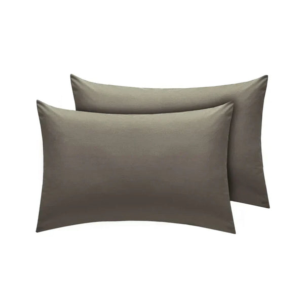 Easy-Care Non-Iron Percale Pillow Cases in Grey | Divine Textiles (Pair of 2)